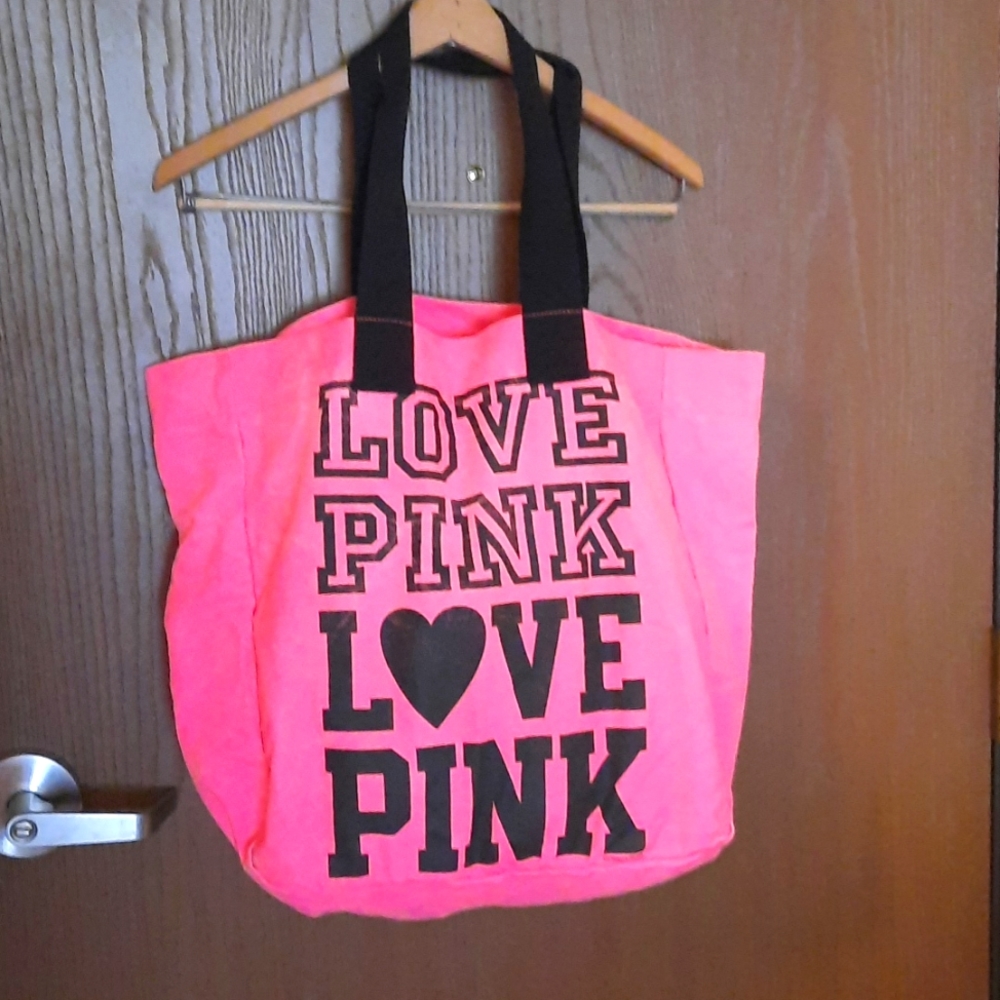 Victoria Secret "Love Pink" Large Canvas Beach Tote Bag